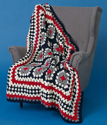 Patriotic Granny Throw in Caron United - Downloadable PDF