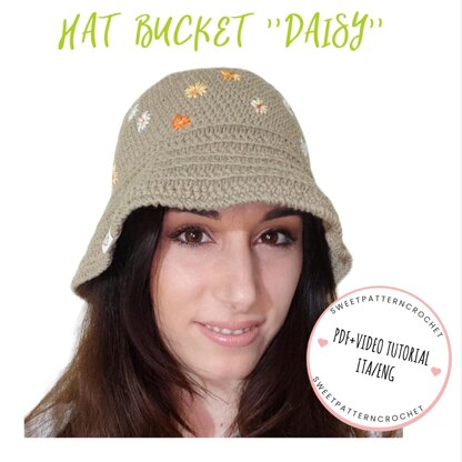 DAISY HAT BUCKET PATTERN CROCHET