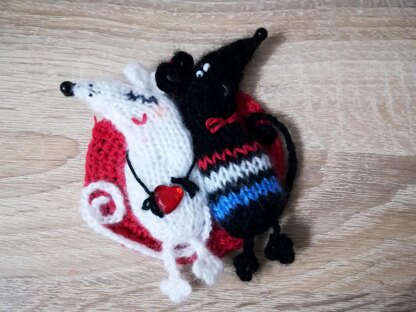 Knitting pattern The mice in love magnet Valentine's Day