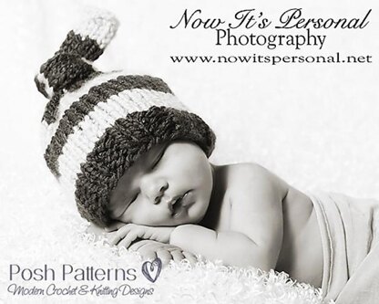 Top Knot Baby Beanie Hat Knit Pattern 206