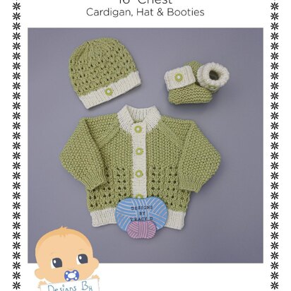 Nathalie cardigan, hat & booties 16 inch chest