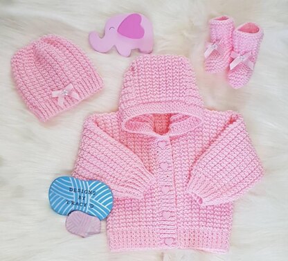 Buddy baby hoody knitting pattern 0-3mths & 6-12mths