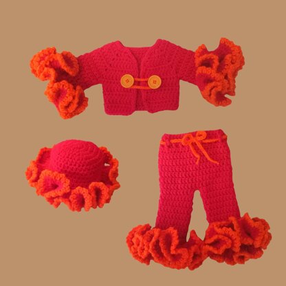 Disco Costume Crochet Doll Pattern, Retro Outfit for 18” Dolls