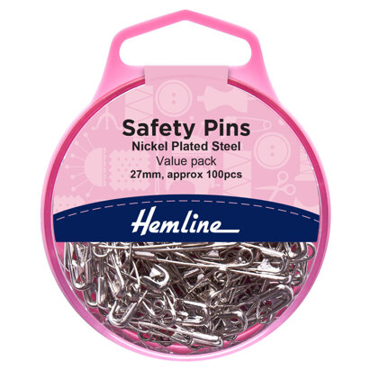 Hemline Safety Pins: Value Pack: Nickel: 100 Pieces