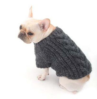 Cabled Dog Cardigan in Lion Brand Wool-Ease Thick & Quick - L40178