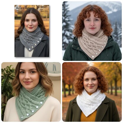 Knitting Pattern Ladies Neckwarmer, Scarf #592