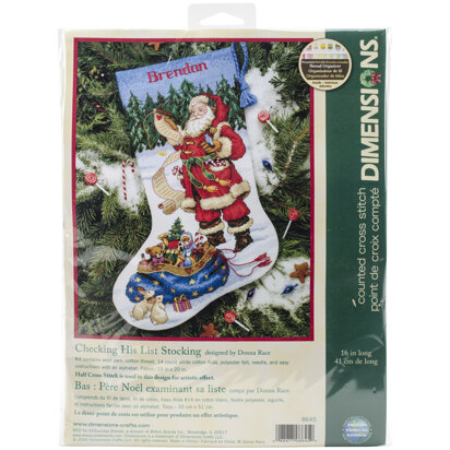 Dimensions Checking His List Cross Stitch Stocking Kit - 16 inches