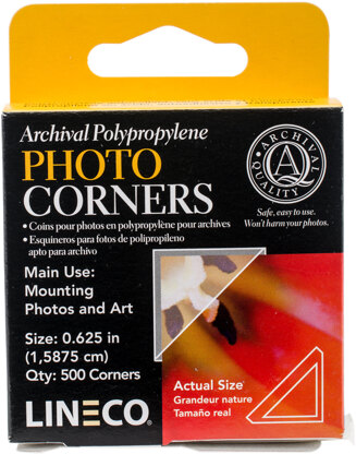 Lineco Polypropyleen Fotohoekjes – 500 Stuks, 0.625 Inch, Zuurvrij, Archiefkwaliteit, Voor Veilige Fotomontage!