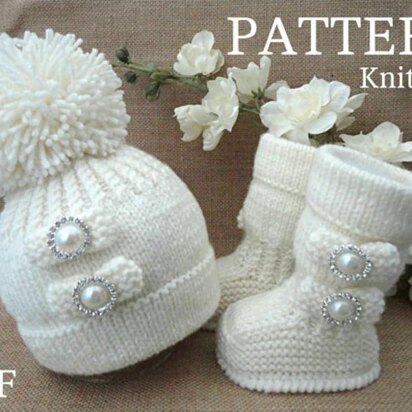 PATTERN Knitting Baby Shoes Baby Hat Baby Girl