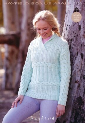 Sweater in Hayfield Bonus Aran Tweed with Wool - 7379