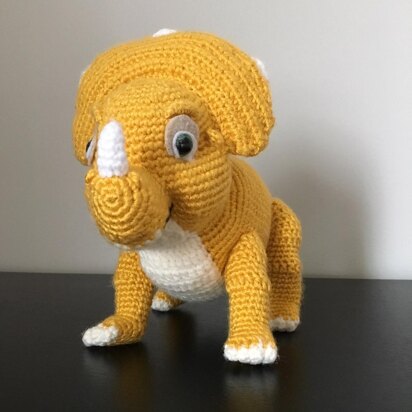 Crocheted baby tricerotop