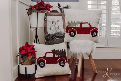 Farmhouse Truck Knit Pillow Cover