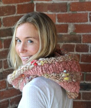 Hoodie Cowl in Knit Collage Gypsy Garden