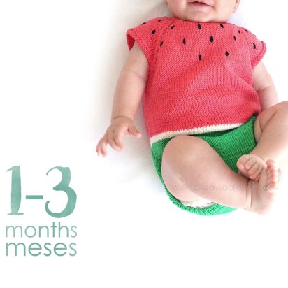 Size 1-3 months - Knitted Watermelon Romper