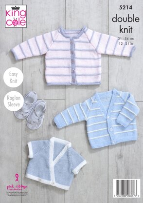 Raglan Cardigans in King Cole Baby DK - 5214 - Downloadable PDF