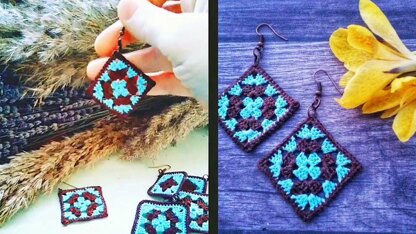 Earrings Boho Granny Square