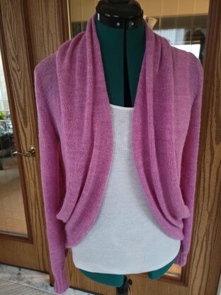 Mary's experimental draped laceweight cardi with pockets