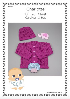 Charlotte baby cardigan and hat 18 - 20" chest knitting pattern