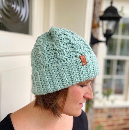 Neo Mint Crochet Cable Hat