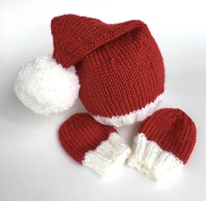 Newborn Santa's hat with mitts