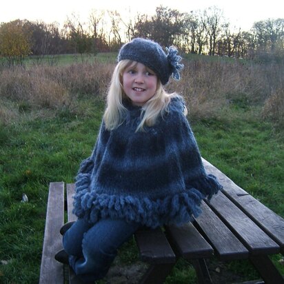 "Storm" Child/Adult Poncho with Matching Beret - knitting pattern