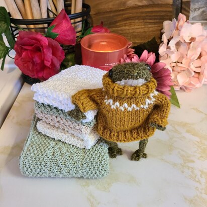 Seed Stitch Wash Cloth Set - knitting pattern