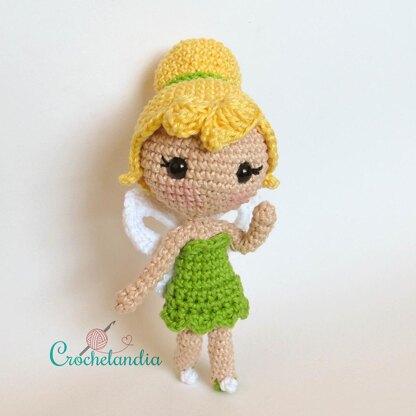 Tinker Bell posable amigurumi doll - crochet pattern by Crochelandia