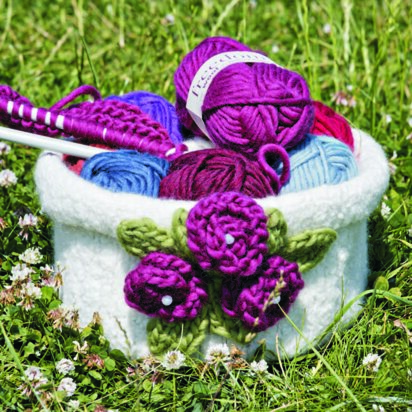 Knit & Felt Pot with Knitted Flowers in Twilleys Freedom Wool - Downloadable PDF