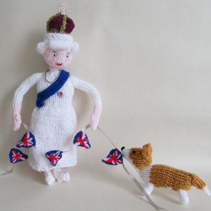 Queen Elizabeth & her Platinum Knickers Doll & Corgi Dog