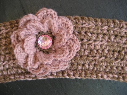 Pattern for Headband Style Earwarmer with Flower (three sizes)