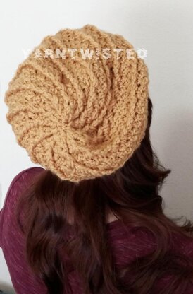 Sunny Spiral cabled slouchy hat