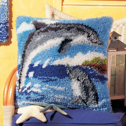 Vervaco ~ Latch Hook Rug / Wall Hanging Kit ~ Dolphins in Tropical