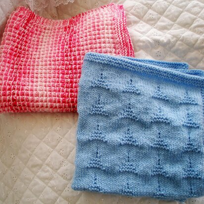 Easy knitting pattern for 2 Blankets 20 x 25"