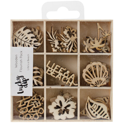 Kaisercraft Wood Mini Themed Embellishments - Life's A Beach, 45/Pkg