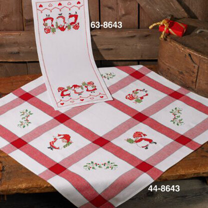 Permin Elves with Gifts Table Runner Cross Stitch Kit (26 x 62cm)