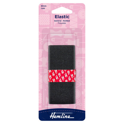 Hemline – Gestricktes Gummiband: 1 m x 40 mm: Schwarz