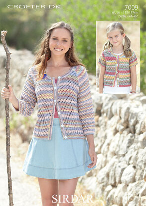 ¾ and Short Sleeved Cardigans in Sirdar Crofter DK - 7009 - Downloadable PDF