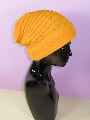 Sideways Fishermans Rib Cuff Slouch Hat