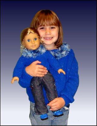 Matching Girls and dolls sweaters. Ages 4-10 and 18 inch doll (American Girl) 541