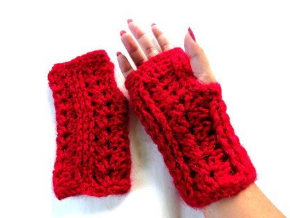 Ribbed fingerless mittens