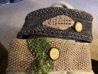 Leaf appliqué headbands in Malabrigo Rios