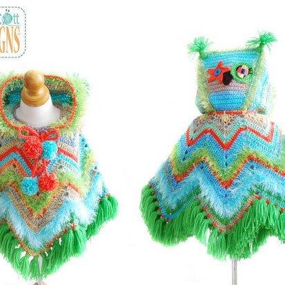 Fiesta Owl Poncho with Hood