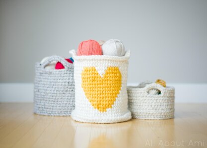 Crochet Heart Basket