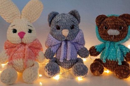 3 cat, bunny, bear crochet patterns