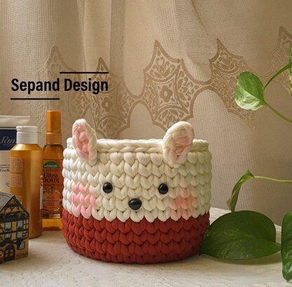 Recycled (t-shirt) yarn basket container-104