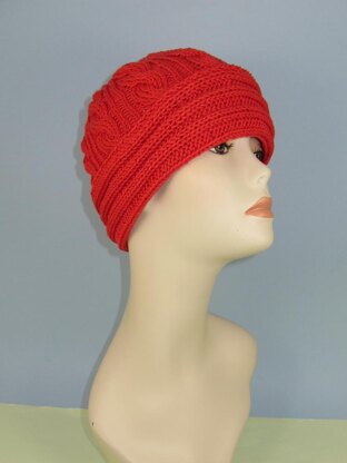 Rib Cuff Cable Beanie Hat