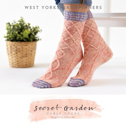 Secret Garden Cable Socks in West Yorkshire Spinners Signature 4 Ply - DBP0037 - Downloadable PDF