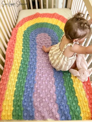 Rainbow Bobble Stitch Crib Blanket