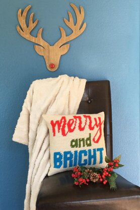 Merry And Bright Pillow or Wall Hanging Banner