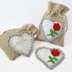 Crochet Heart Applique. Rose Embellishment. Floral Heart Topper